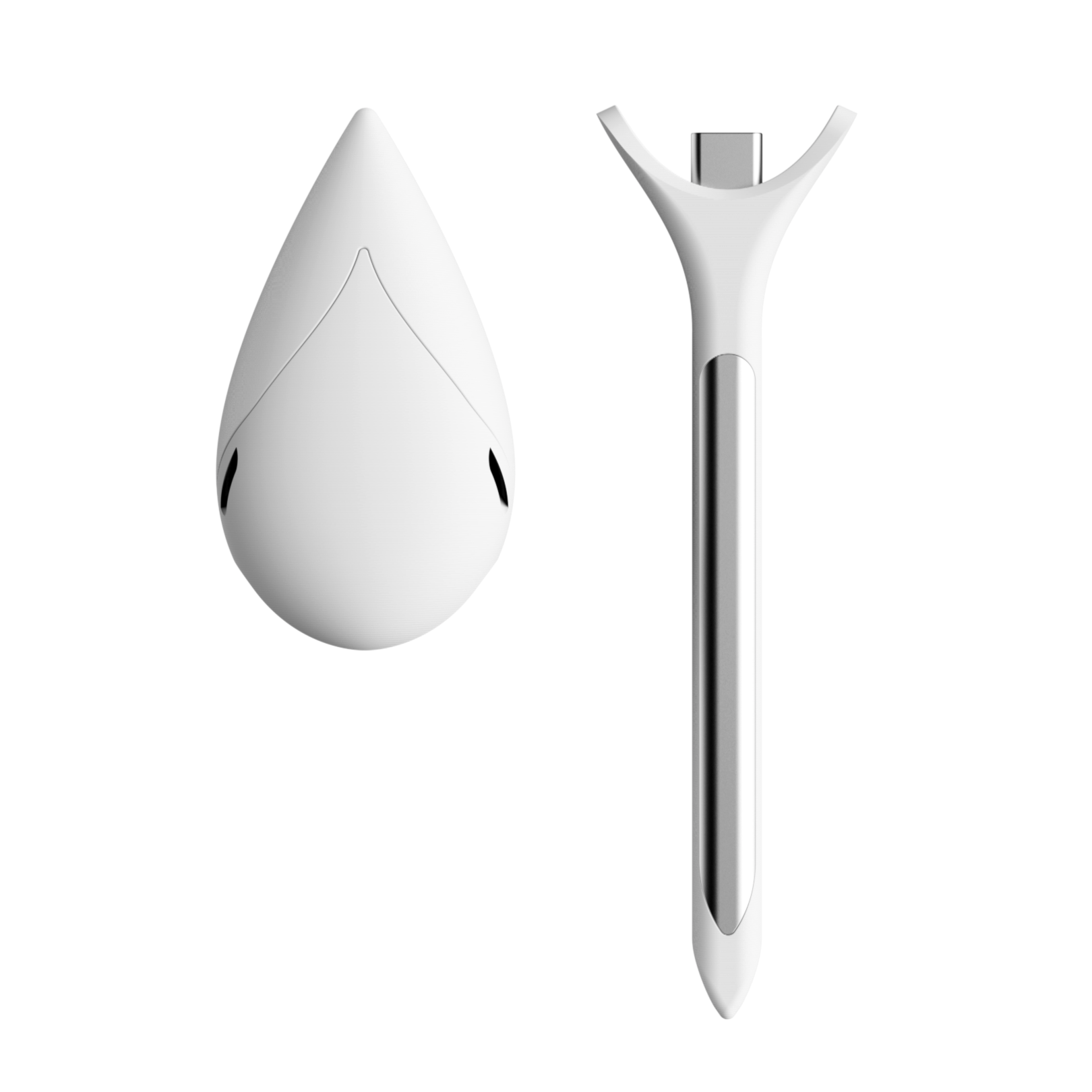Image of 3D rendering of leaflet plant sensor head and probe side by side. 